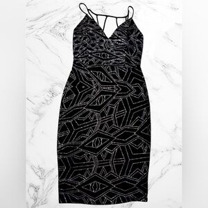 Sarah La Geometric Glitter Bodycon Mini Dress size Med